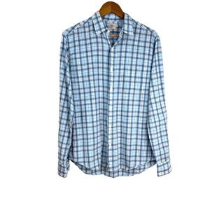 Faherty Brand Shirt Mens M Blue Plaid Button Down Long Sleeve Surf Retro Preppy